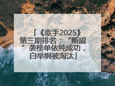 《歌手2025》第三期排名：“断眉”袭榜单依纯成功，白举纲被淘汰