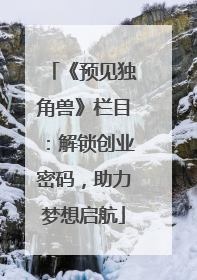 《预见独角兽》栏目：解锁创业密码，助力梦想启航