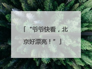 “爷爷快看，北京好漂亮！”