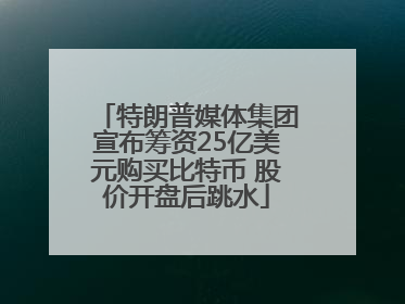 特朗普媒体集团宣布筹资25亿美元购买比特币 股价开盘后跳水