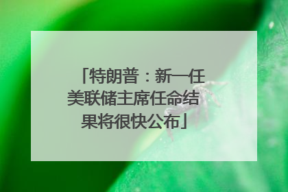 特朗普：新一任美联储主席任命结果将很快公布