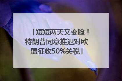 短短两天又变脸！特朗普同意推迟对欧盟征收50%关税
