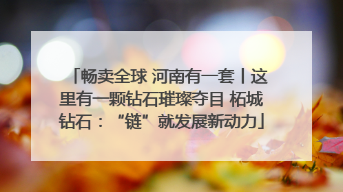 畅卖全球 河南有一套丨这里有一颗钻石璀璨夺目 柘城钻石：“链”就发展新动力