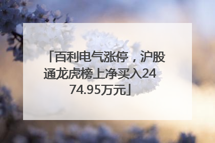 百利电气涨停，沪股通龙虎榜上净买入2474.95万元