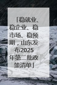 稳就业、稳企业、稳市场、稳预期，山东发布2025年第二批政策清单