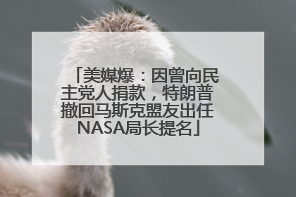美媒爆：因曾向民主党人捐款，特朗普撤回马斯克盟友出任NASA局长提名
