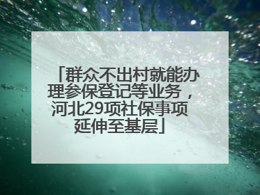 群众不出村就能办理参保登记等业务，河北29项社保事项延伸至基层