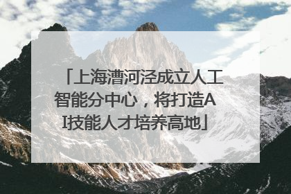 上海漕河泾成立人工智能分中心，将打造AI技能人才培养高地