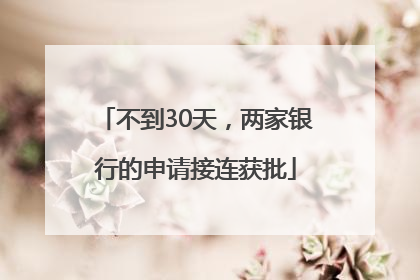 不到30天，两家银行的申请接连获批