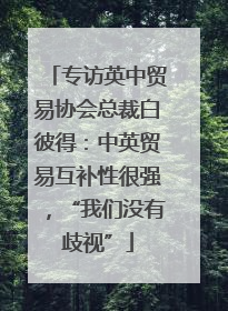 专访英中贸易协会总裁白彼得：中英贸易互补性很强，“我们没有歧视”