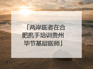 两岸医者在合肥携手培训贵州毕节基层医师