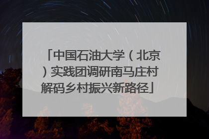 中国石油大学（北京）实践团调研南马庄村解码乡村振兴新路径