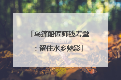 乌篷船匠师钱寿堂：留住水乡魅影