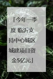 今年一季度 临沂支持中心城区城建项目资金5亿元