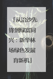从治沙先锋到绿富同兴：新华林场绿色发展育新机