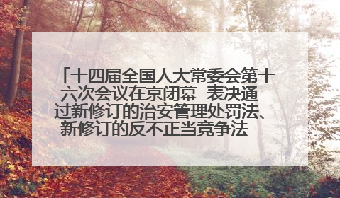 十四届全国人大常委会第十六次会议在京闭幕  表决通过新修订的治安管理处罚法、新修订的反不正当竞争法  习近平签署主席令予以公布  赵乐际主持会议