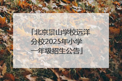 北京景山学校远洋分校2025年小学一年级招生公告