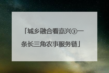 城乡融合看嘉兴③一条长三角农事服务链