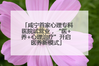 咸宁首家心理专科医院试营业，“医+养+心理治疗”开启医养新模式