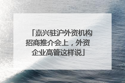 嘉兴驻沪外资机构招商推介会上，外资企业高管这样说