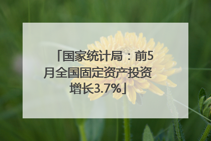 国家统计局：前5月全国固定资产投资增长3.7%