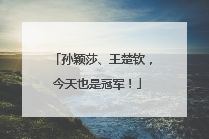 孙颖莎、王楚钦，今天也是冠军！