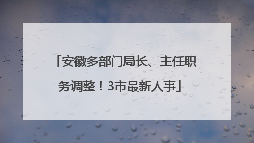 安徽多部门局长、主任职务调整！3市最新人事