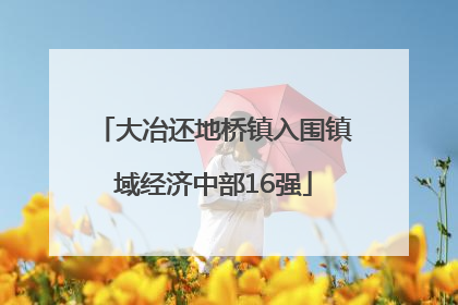 大冶还地桥镇入围镇域经济中部16强