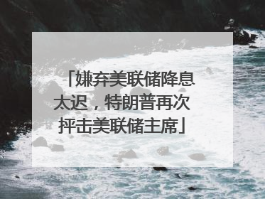 嫌弃美联储降息太迟，特朗普再次抨击美联储主席