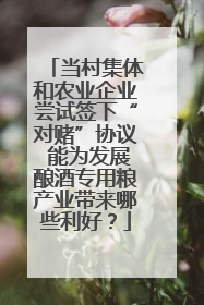 当村集体和农业企业尝试签下“对赌”协议 能为发展酿酒专用粮产业带来哪些利好？