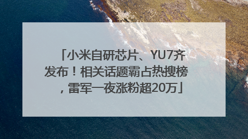 小米自研芯片、YU7齐发布！相关话题霸占热搜榜，雷军一夜涨粉超20万