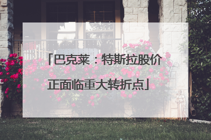 巴克莱：特斯拉股价正面临重大转折点