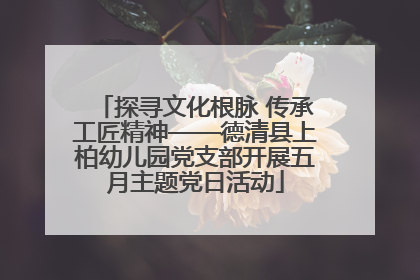 探寻文化根脉 传承工匠精神——德清县上柏幼儿园党支部开展五月主题党日活动