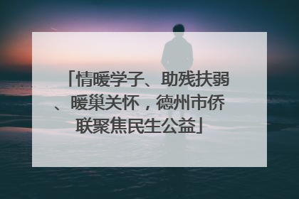 情暖学子、助残扶弱、暖巢关怀，德州市侨联聚焦民生公益