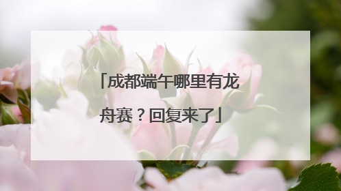 成都端午哪里有龙舟赛？回复来了
