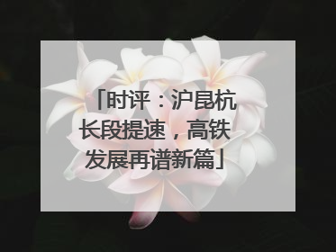 时评：沪昆杭长段提速，高铁发展再谱新篇