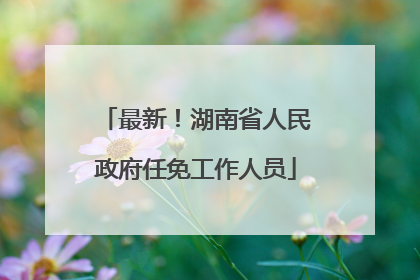 最新！湖南省人民政府任免工作人员