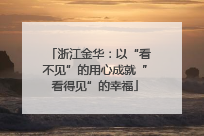 浙江金华：以“看不见”的用心成就“看得见”的幸福