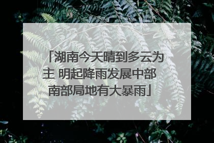 湖南今天晴到多云为主 明起降雨发展中部南部局地有大暴雨