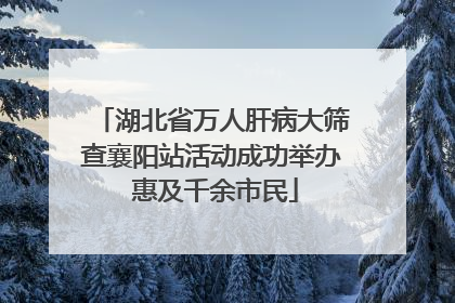 湖北省万人肝病大筛查襄阳站活动成功举办 惠及千余市民