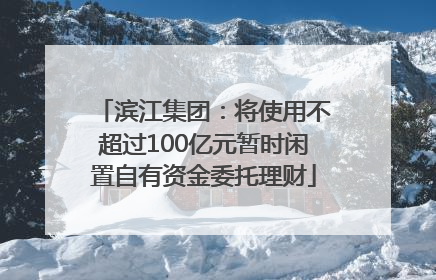 滨江集团：将使用不超过100亿元暂时闲置自有资金委托理财