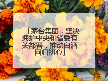 茅台集团：坚决拥护中央和省委有关部署，推动白酒回归初心