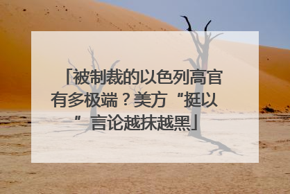 被制裁的以色列高官有多极端？美方“挺以”言论越抹越黑