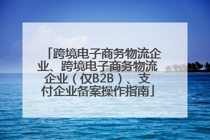 跨境电子商务物流企业、跨境电子商务物流企业（仅B2B）、支付企业备案操作指南