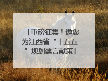 重磅征集！邀您为江西省“十五五”规划建言献策