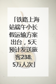 铁路上海站端午小长假运输方案出台，5天预计发送旅客238.5万人次