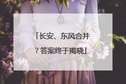 长安、东风合并？答案终于揭晓