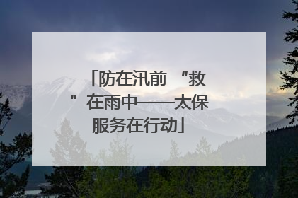 防在汛前 “救”在雨中——太保服务在行动