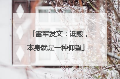 雷军发文：诋毁，本身就是一种仰望