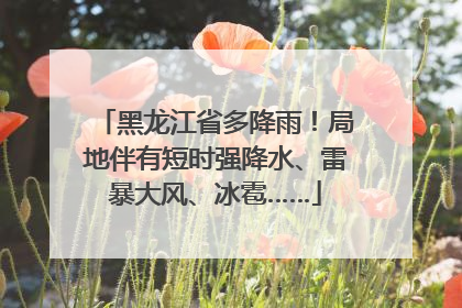 黑龙江省多降雨！局地伴有短时强降水、雷暴大风、冰雹……